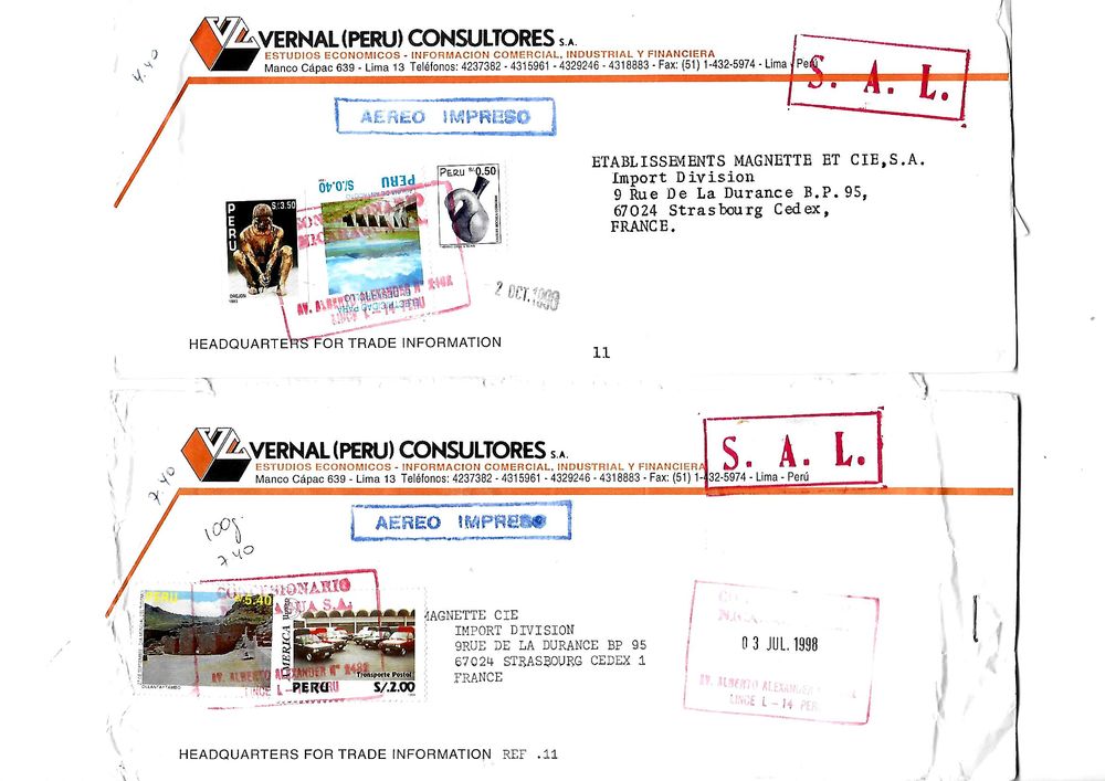 Timbres sur enveloppes de diff&eacute;rents Pays 