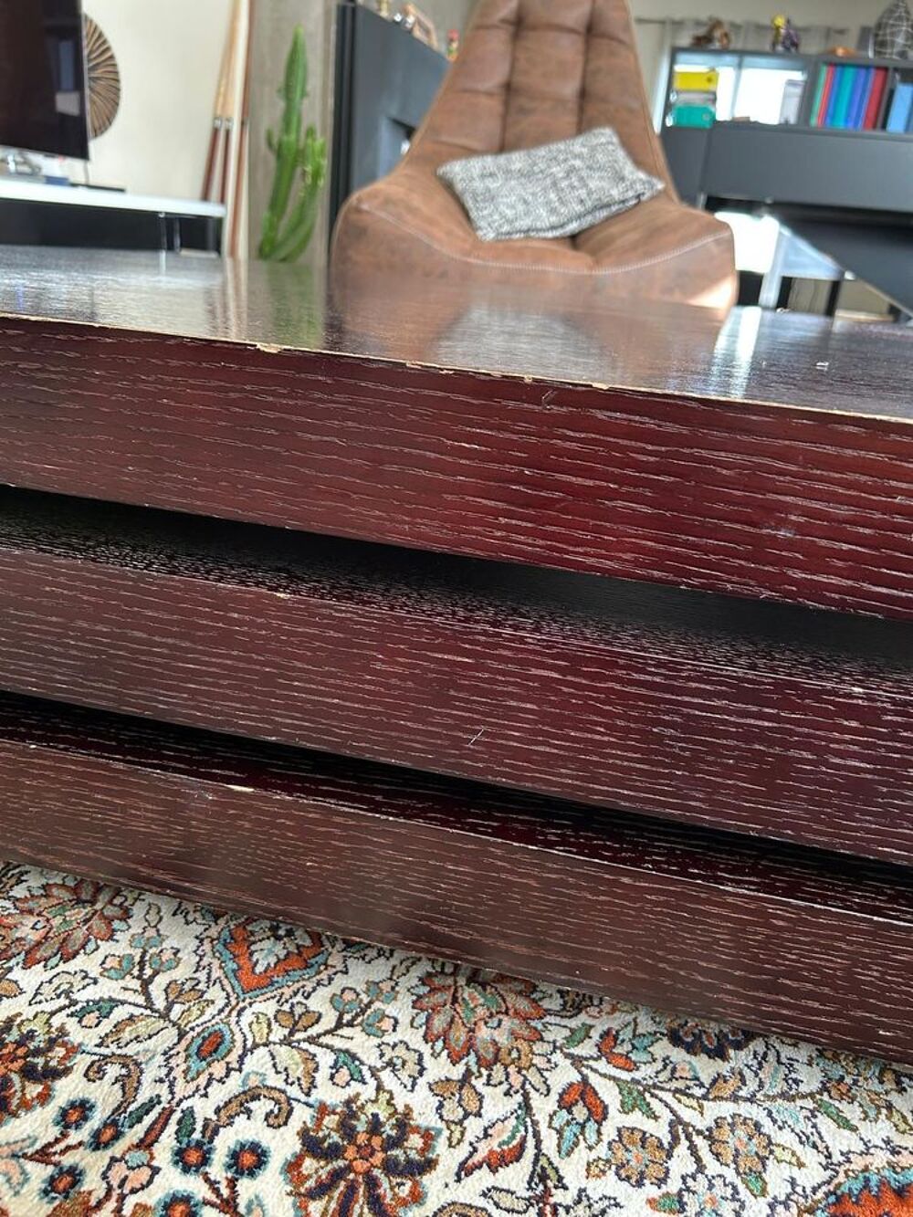Table basse de Salon Lipstick Chene finition Weng&eacute; Meubles
