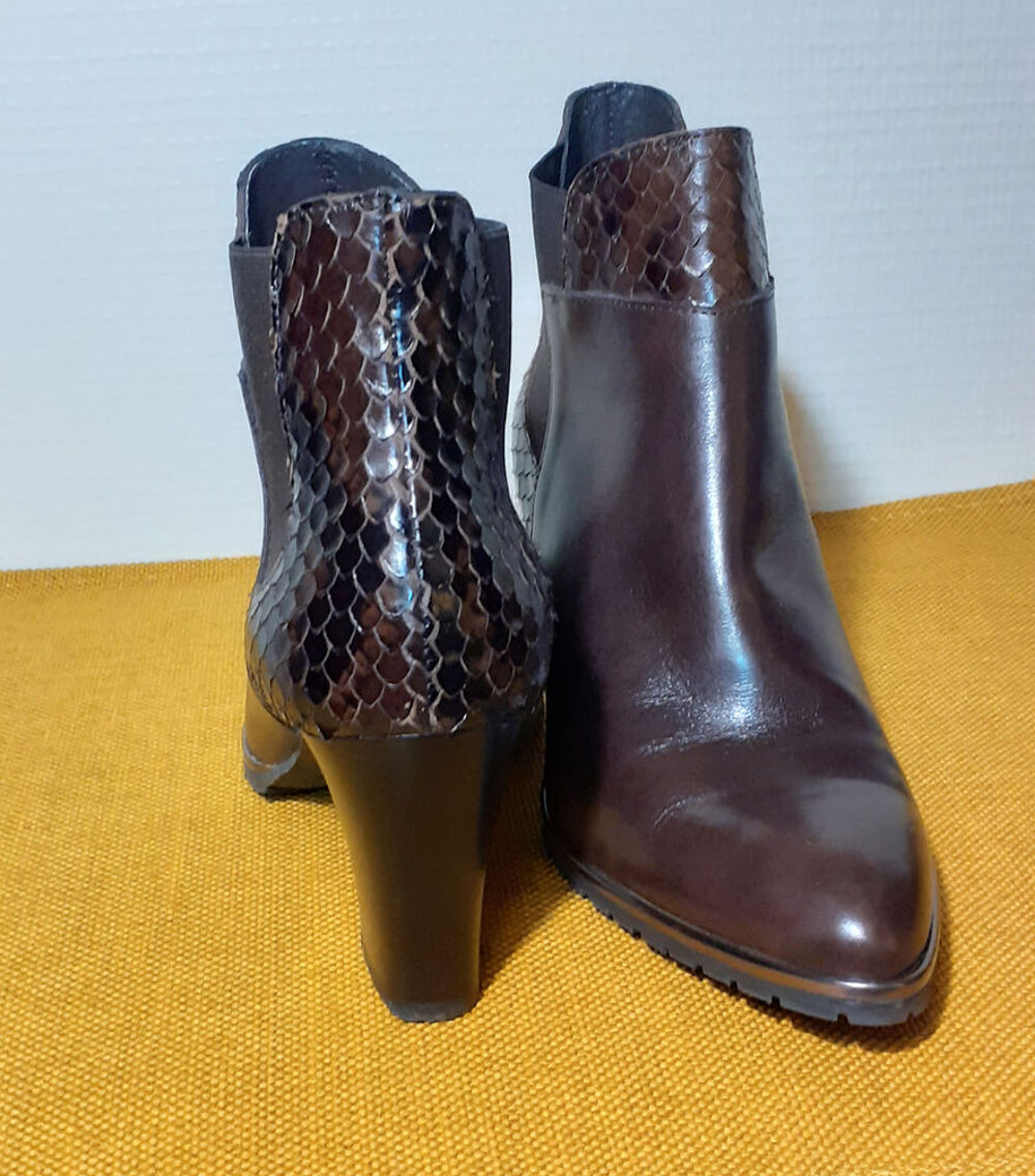 Bottines tout cuir, marque Perlato, &eacute;tat neuf. Chaussures
