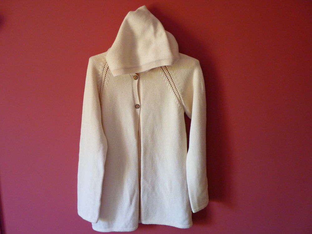 Gilet long laine Fille Petit Bateau 12 ans Manteau &eacute;cru capu Vêtements enfants