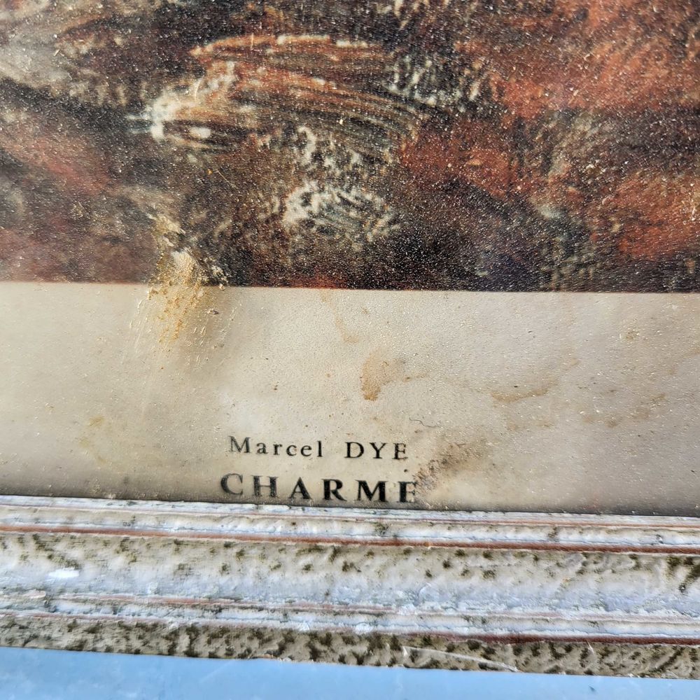 lithographie sous verre ancien sign&eacute; DYF 