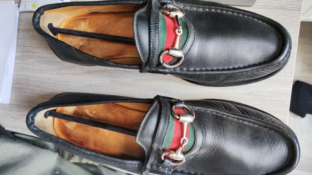 mocassins GUCCI cuir Marine cousues Main Chaussures