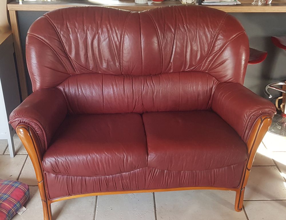 CANAPE CUIR ET BOIS Meubles