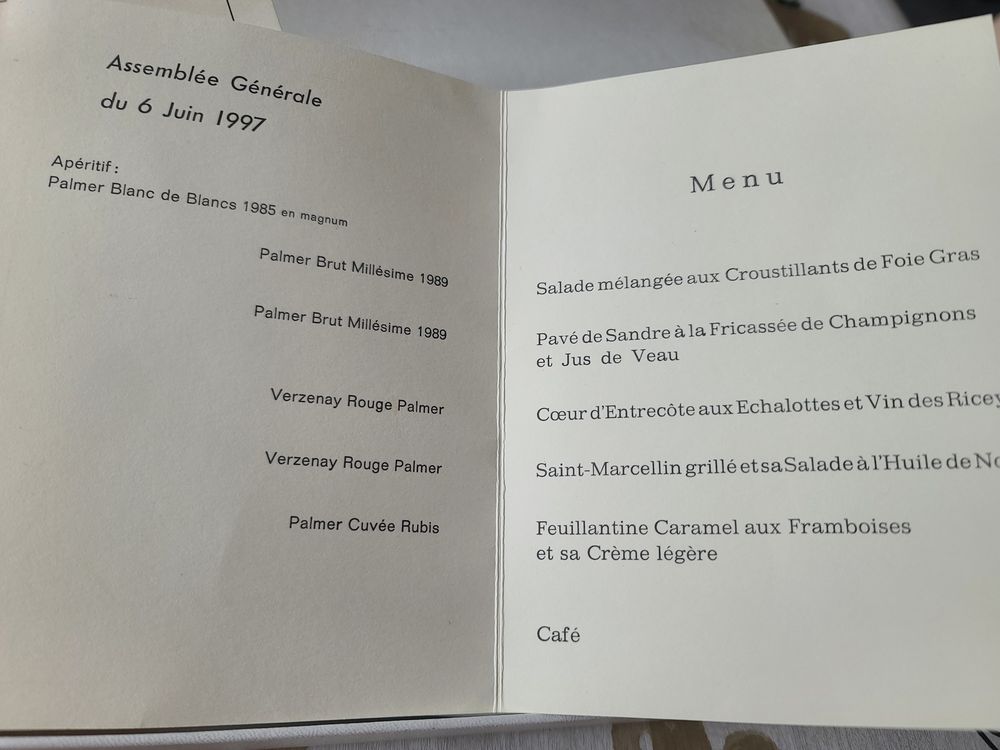 Champagne Palmer - Reims - Assiette Comm&eacute;morative - Menus 