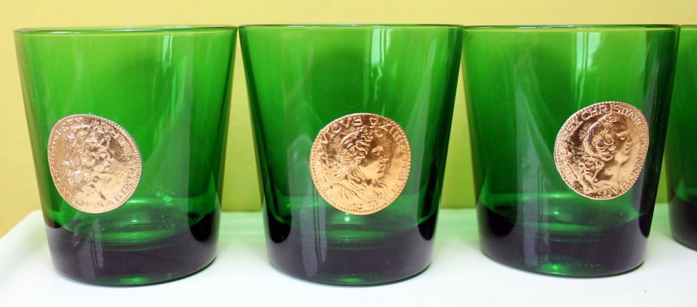 Lot de 6 verres vintage 70 vert - cave BYRRH DUBONNET - Cuisine