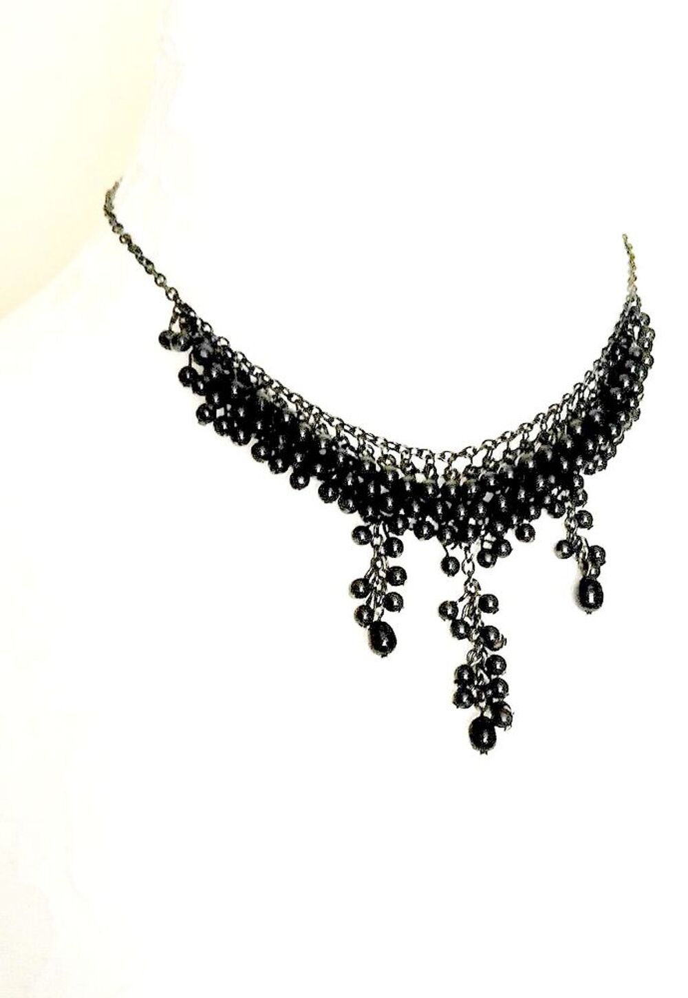 Collier bijoux femme perles noires Bijoux et montres