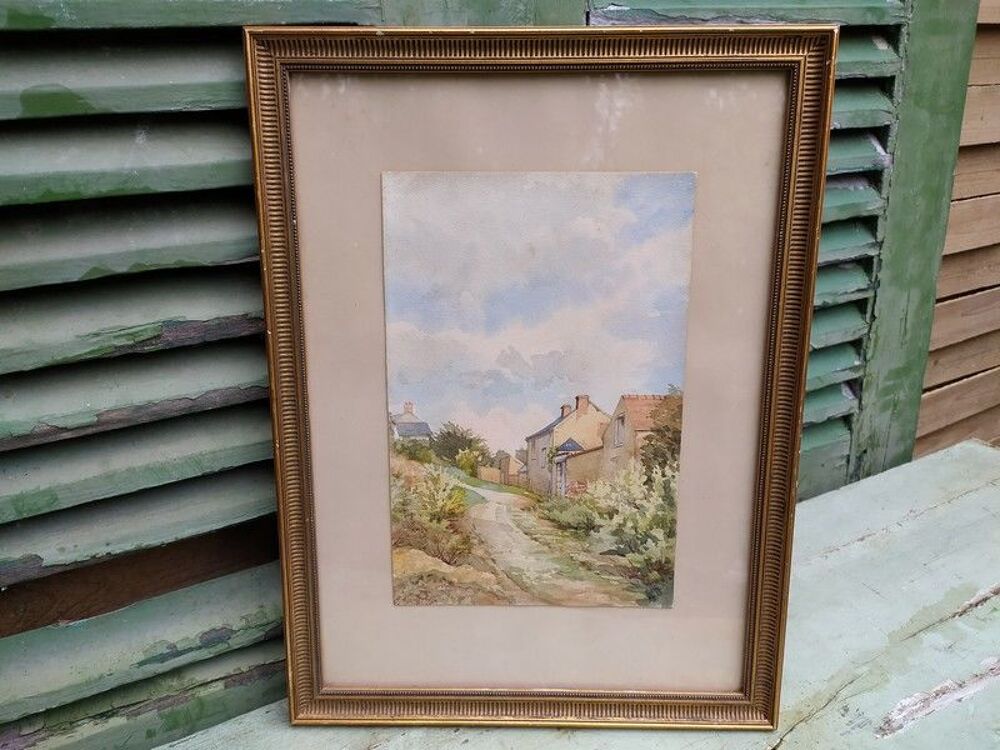 Tableau Aquarelle Paysage de Hameau Antoine Barbier
