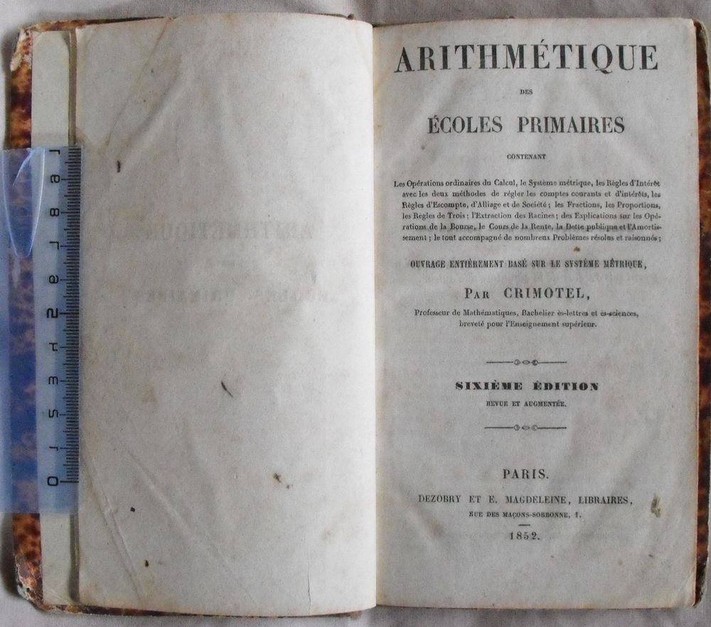 ARITHM&Eacute;TIQUE DES &Eacute;COLES PRIMAIRES 