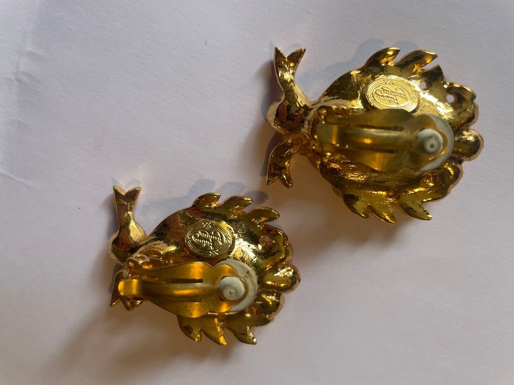 BO Boucles d'Oreilles laurier dor&eacute;e strass rose I.FRESSANGE Bijoux et montres