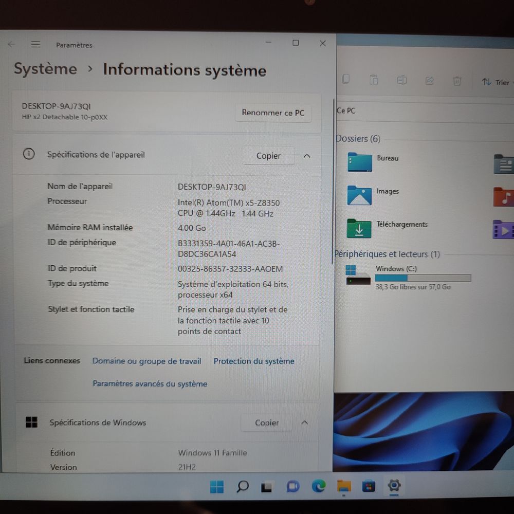 Pc portable HP Tactile Hybride Tablette 2 en 1 Windows 11 Or Matériel informatique