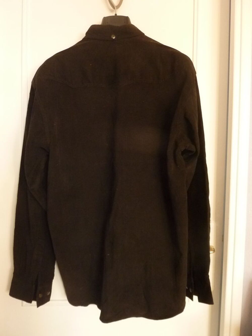 Chemise homme manches longues, en velours, couleur noire, ta Vêtements