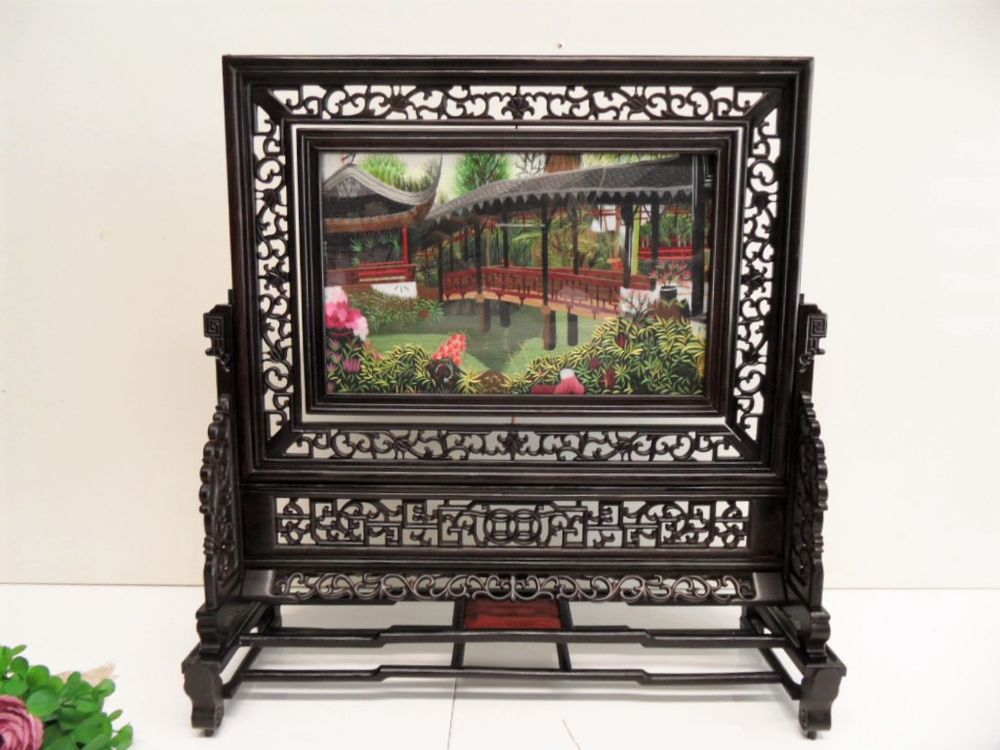 PARAVENT DE TABLE BUREAU DECOR SOIE DRODEE JARDIN JAPONAIS o Décoration