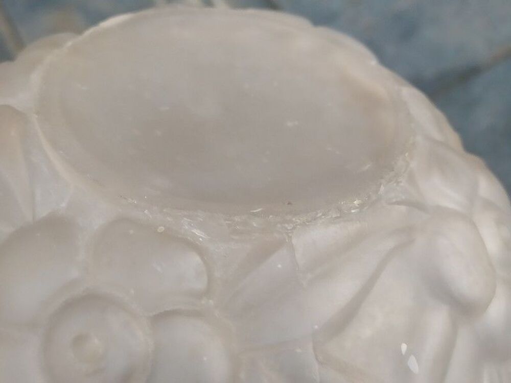 Vase Boule Art D&eacute;co Verre Press&eacute; Moul&eacute; D&eacute;cor Fleurs 
Décoration