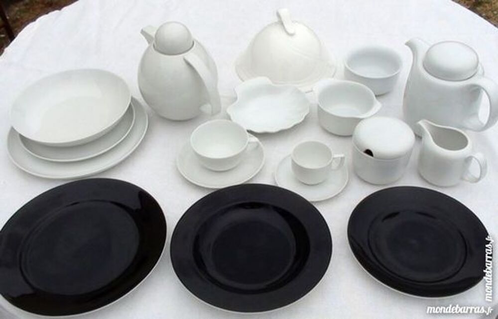 Service de table porcelaine noire et blanche Cuisine