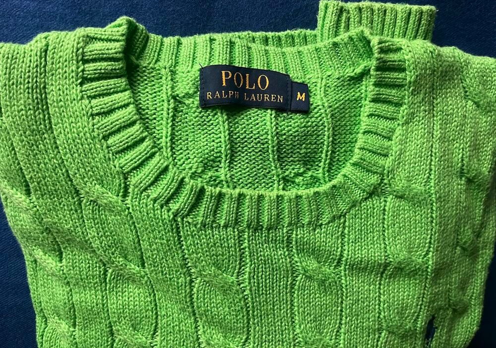 Pull Ralph Lauren - coton torsad&eacute; - Vert Vtements