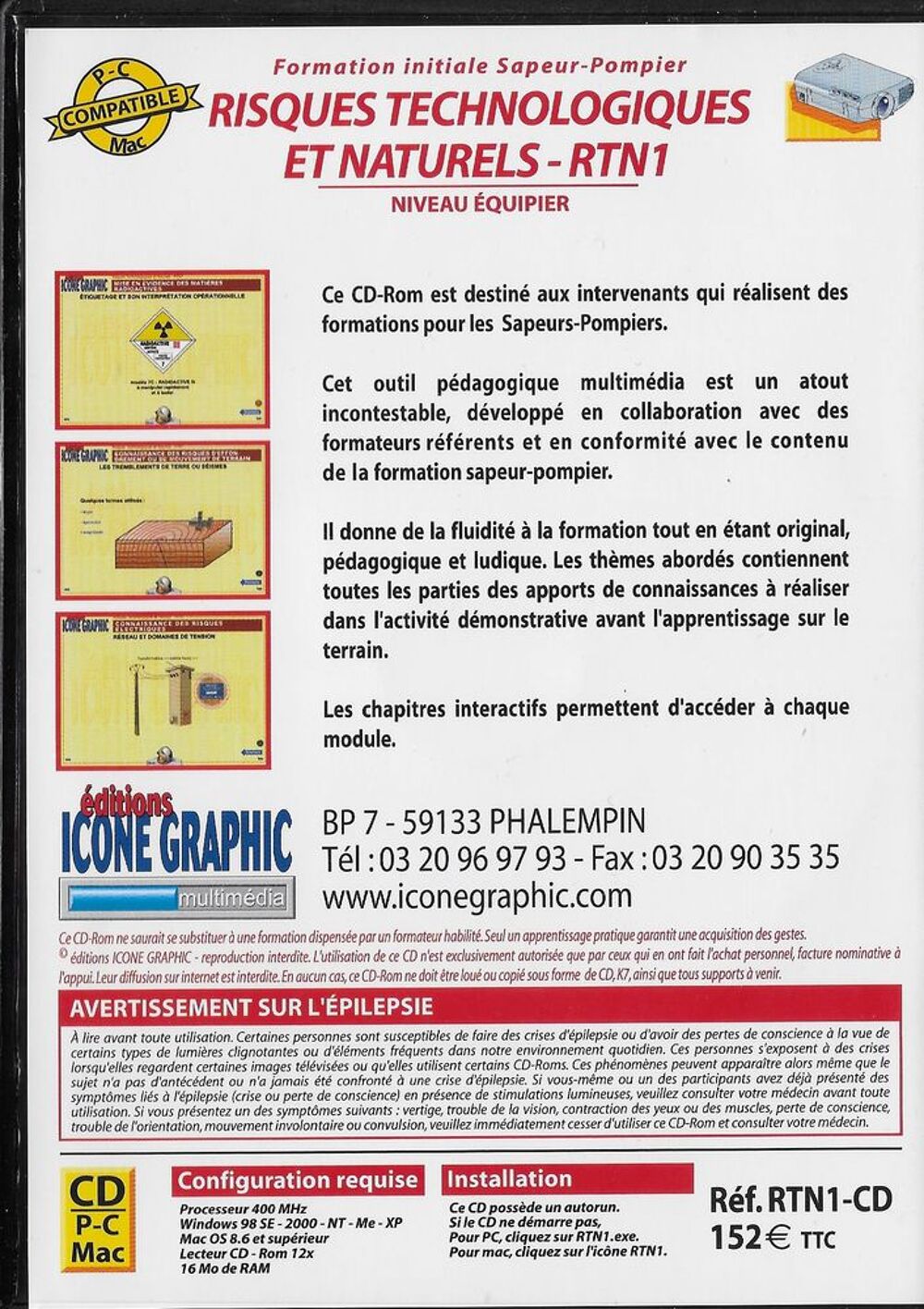 Cd- rom ic&ocirc;ne graphique pompiers RTN1 DVD et blu-ray