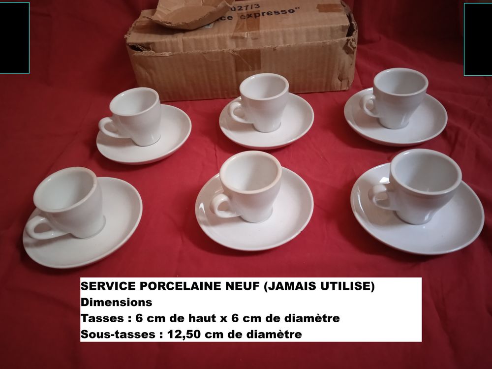 Tasses et sous-tasses neuves porcelaine Cuisine