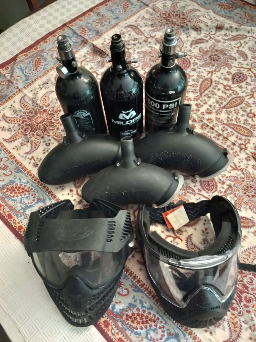 Ensemble paintball (casque + bouteille + chargeur + lanceur) Sports