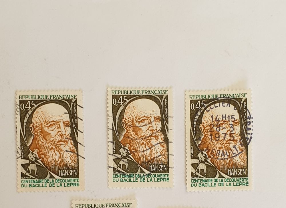 Timbre france Hansen (1841-1912) 1973- lot 0.18 euro 