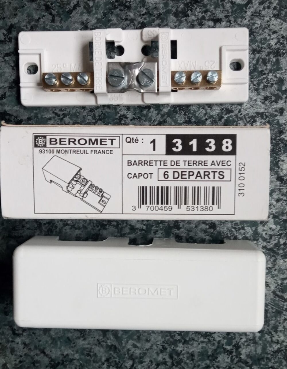 Barrette de terre Beromet 6 d&eacute;parts avec capot Bricolage