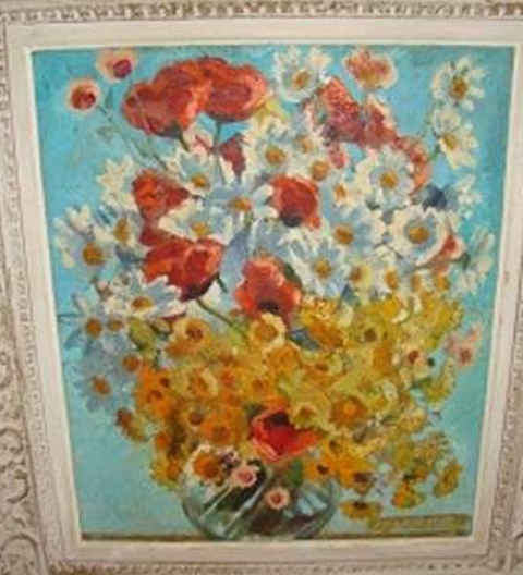 Peinture à l'huile - Fleurs dans un vase 470 Pornic (44)