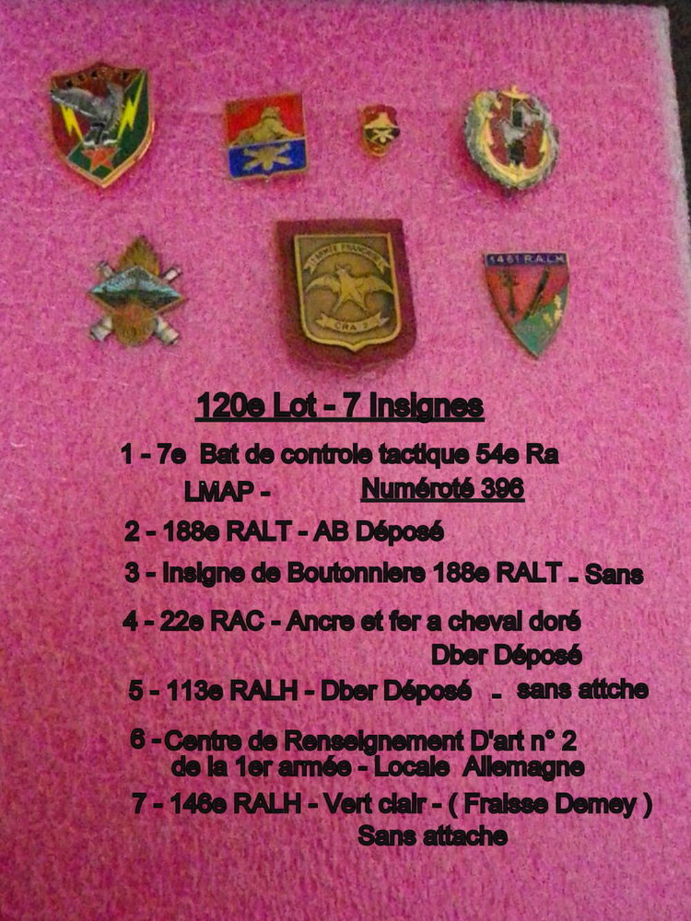 INSIGNES ARTLLERIES 