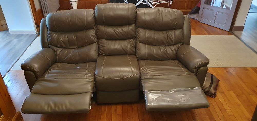 Canap&eacute; cuir + 2 fauteuils 4 relax Meubles