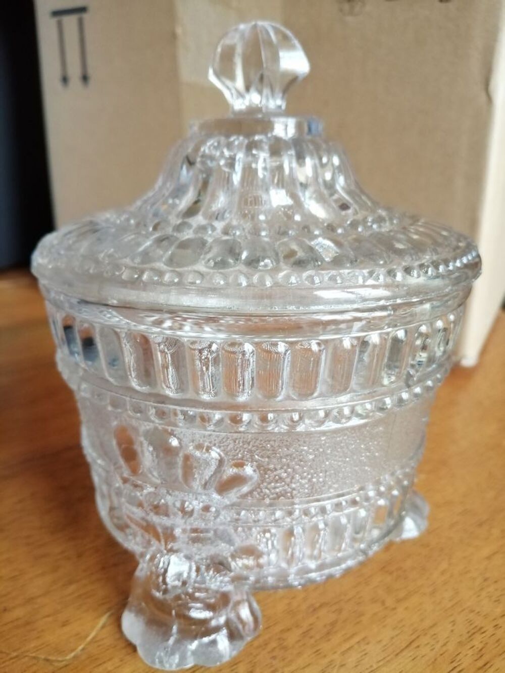 Ancien confiturier en verre 19&egrave;me &eacute;poque Charles X
