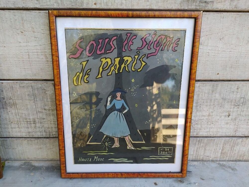 Gouache Originale Couverture Mode Sous le Signe de Paris 
