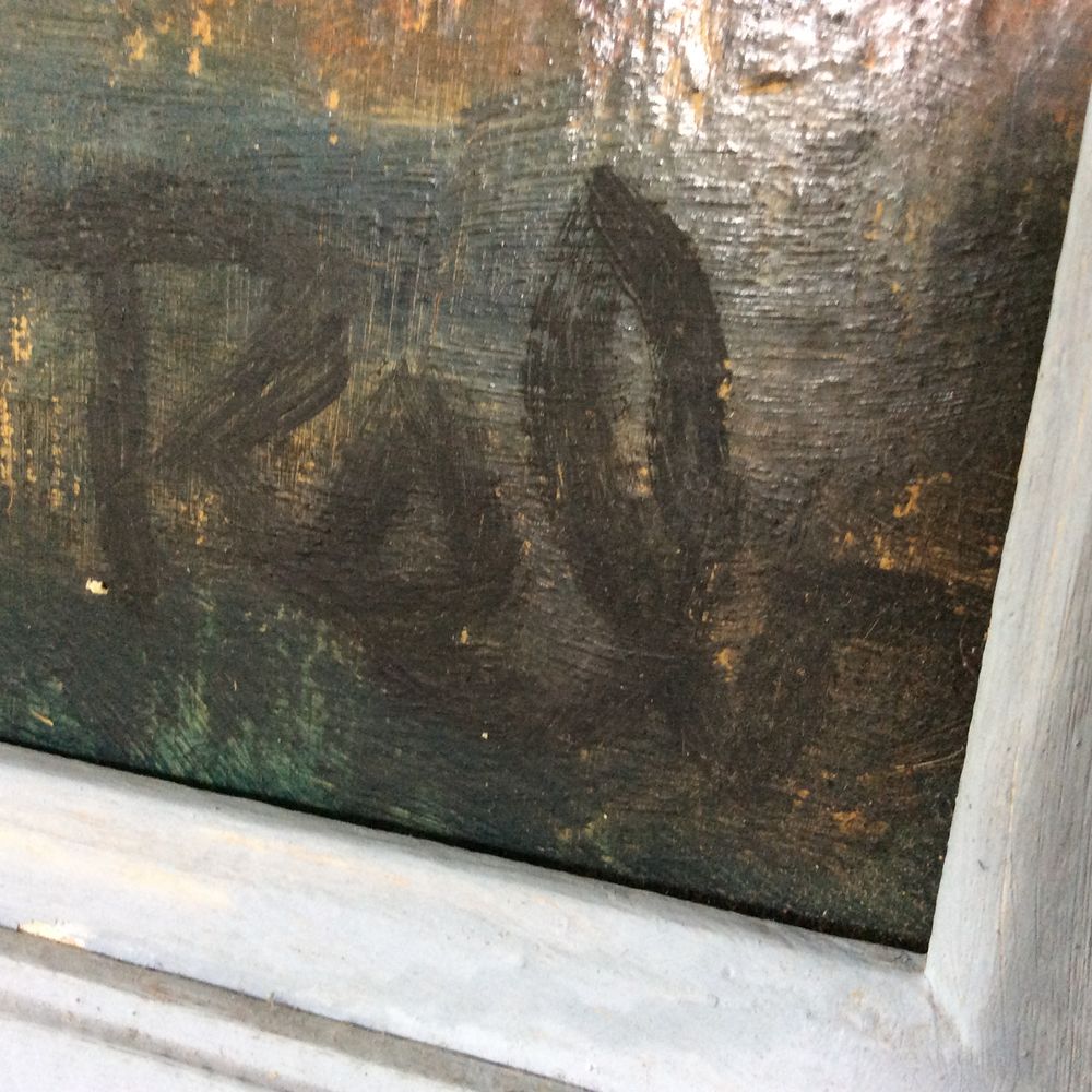Tableau Huile sur Isorel port m&eacute;diterran&eacute;en sign&eacute; Rab Xx&egrave;me Décoration