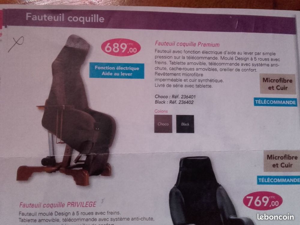 Fauteuil coquille &eacute;lectrique Meubles