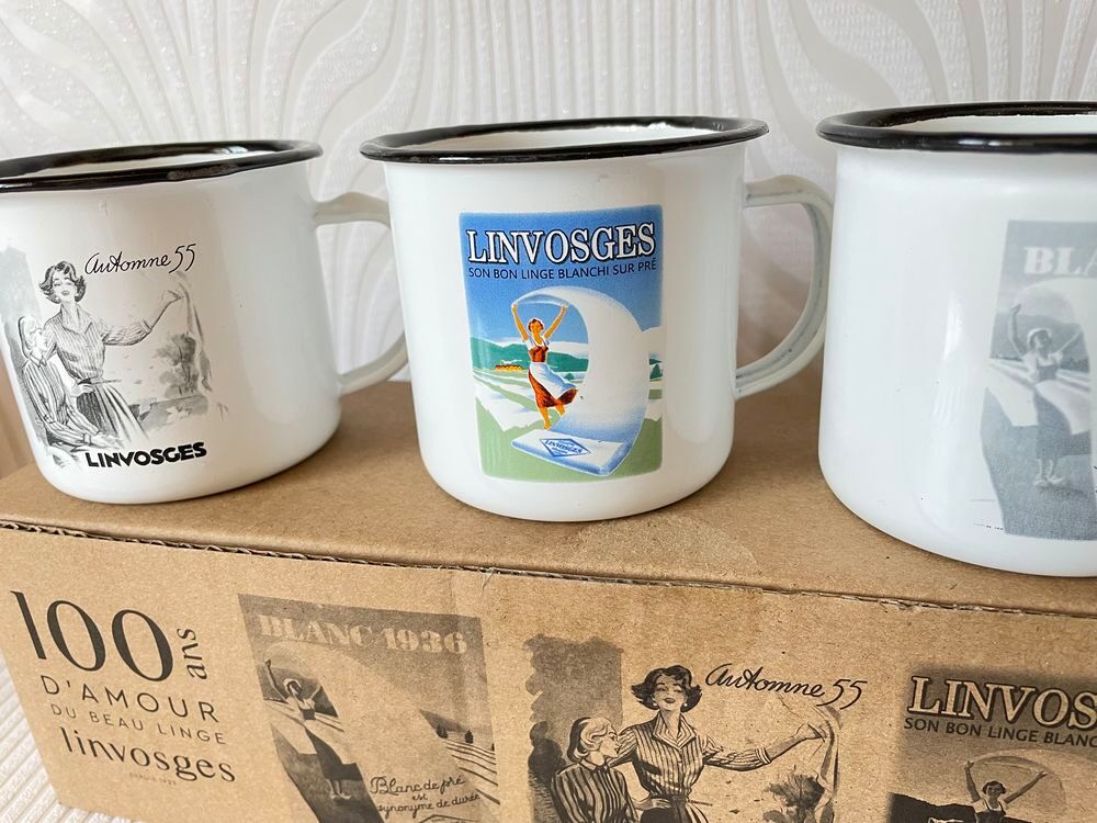 3 TASSES ~ en m&eacute;tal ~ NEUVES avec un petit air r&eacute;tro Décoration