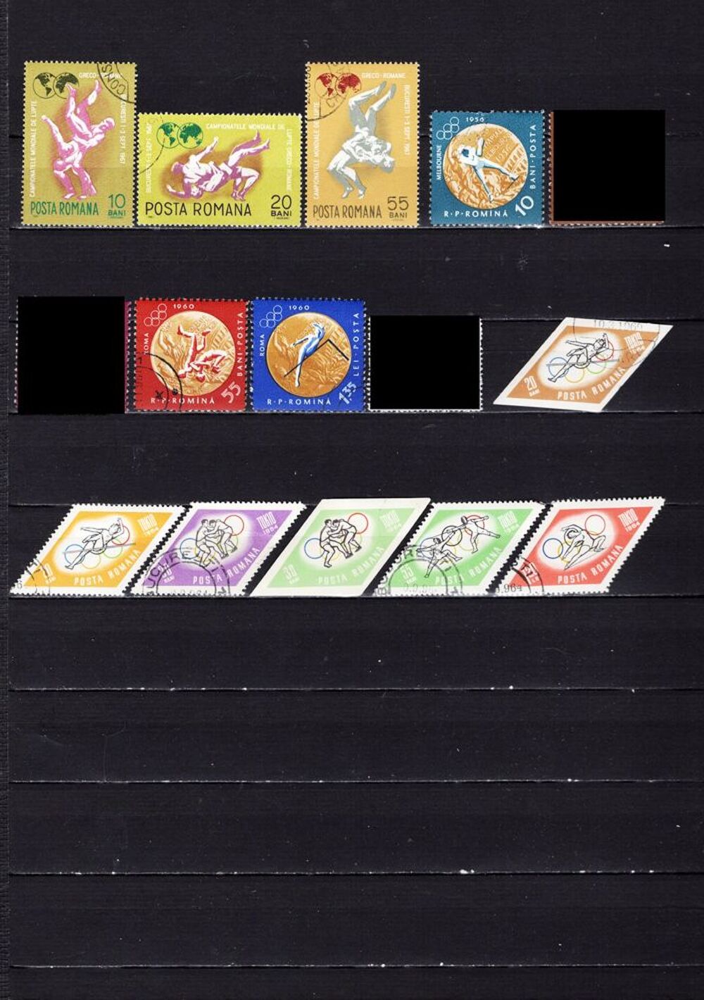 lot de 52 timbres de ROUMANIE sur les SPORTS 