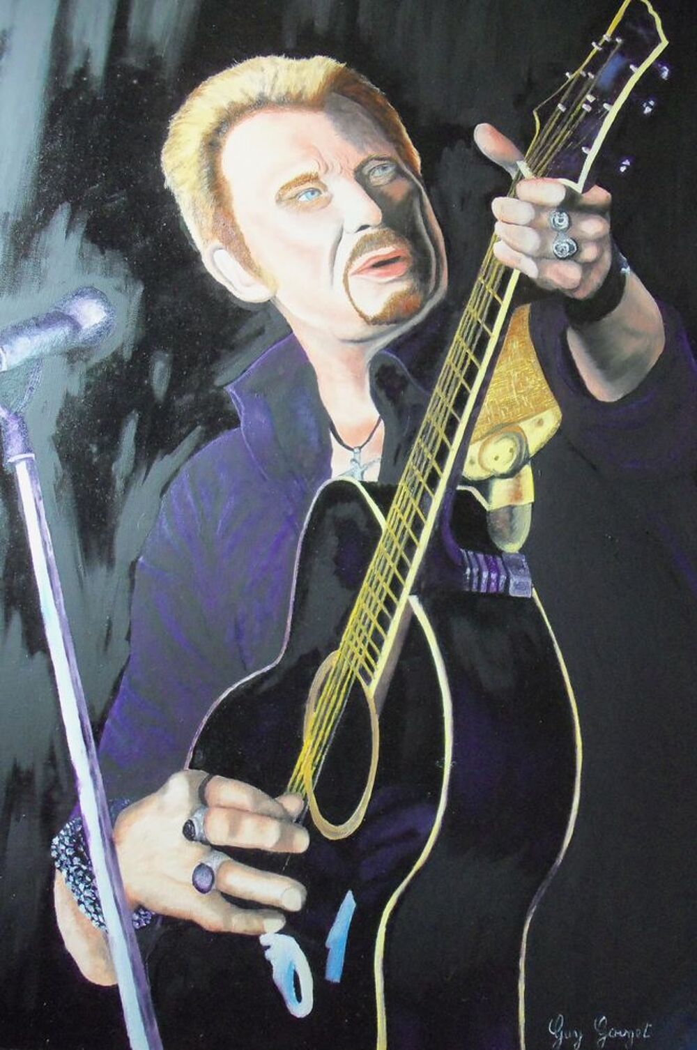 peinture &agrave; l'huile Johnny Halliday Décoration