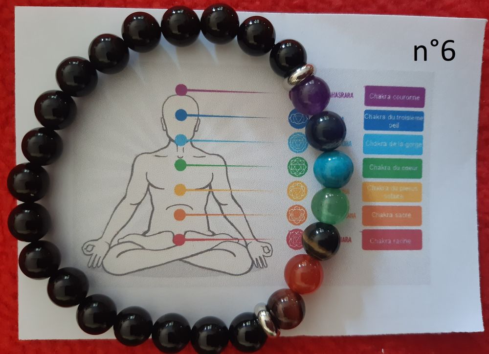 BRACELET 7 CHAKRAS Pierres Naturelles - Pierres de 8mm Bijoux et montres