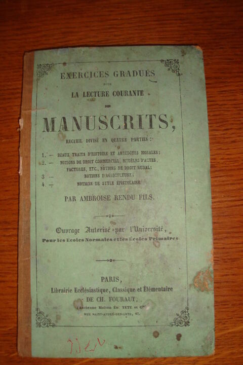 Livre ancien edition rare Lecture courante des manuscrits 40 Quesnoy-sur-De�le (59)