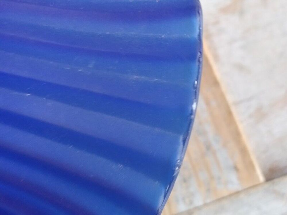 Ancienne Tulipe de Lampe Verre Bleue Cobalt Drap&eacute; Pliss&eacute; 
