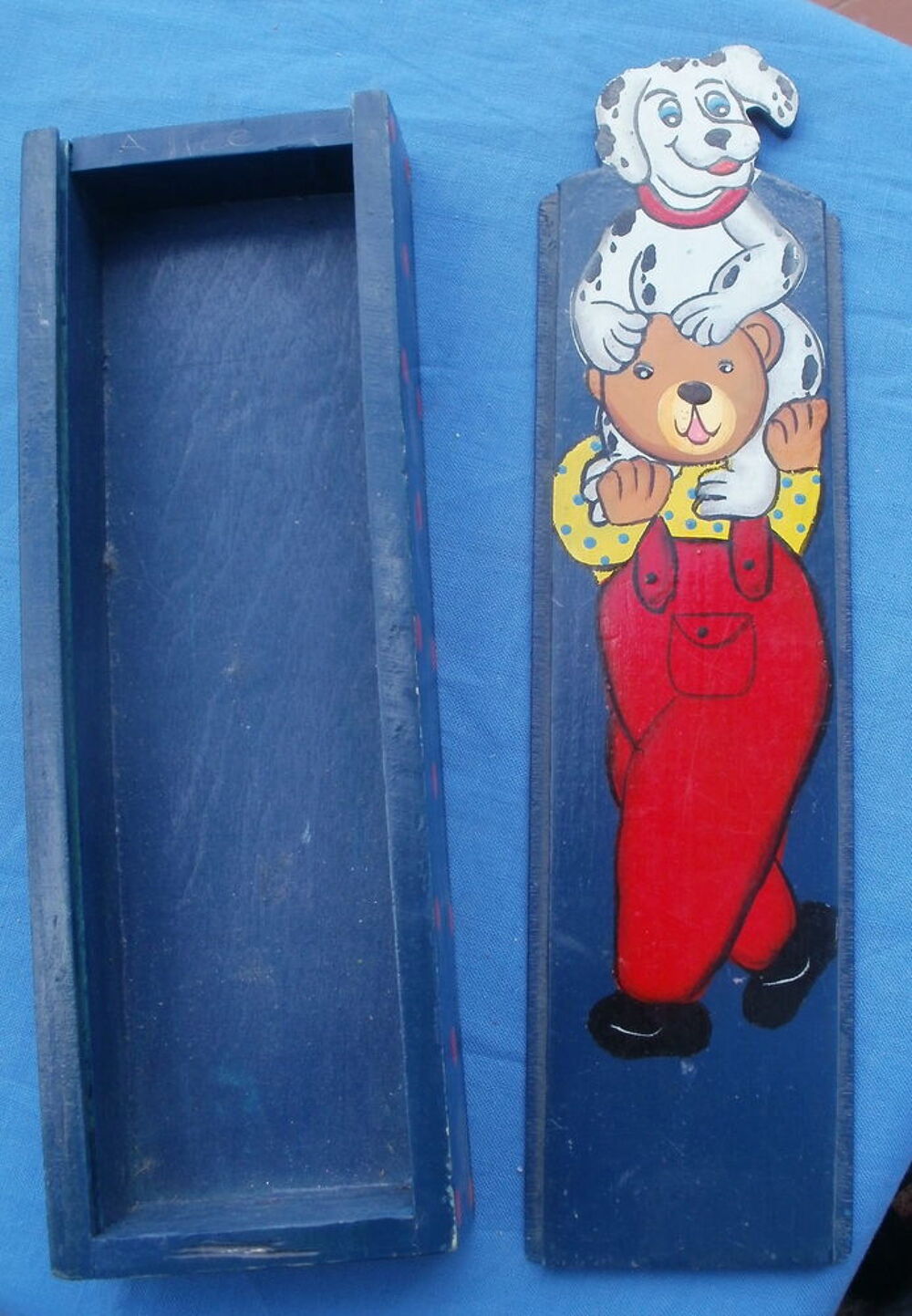 Plumier en bois, boite &agrave; crayon, d&eacute;cor enfantin Jeux / jouets