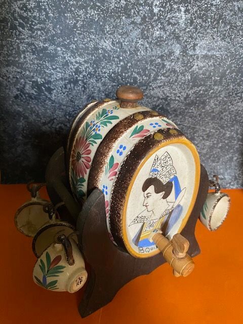 Ancien Tonneau à liqueur en faïence FB Quimper 39 Nice (06)