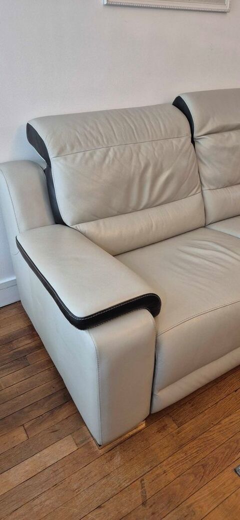 Canap�+en+Cuir+gris+clair+3+Places 600 Paris 15 (75)