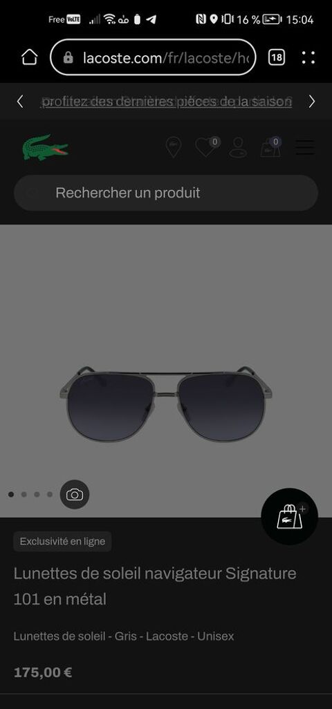 Lunette de soleil lacoste mtallis 70 Toulouse (31)