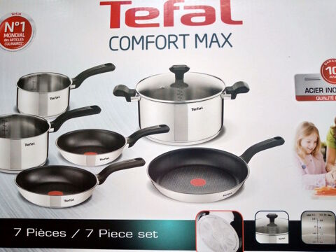 TEFAL Batterie 7 pices induction COMFORT MAX inox 130 Stains (93)