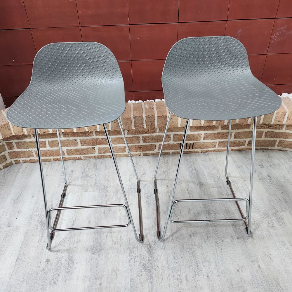 Lot de 4 Tabourets de bar gris Moderne Meubles