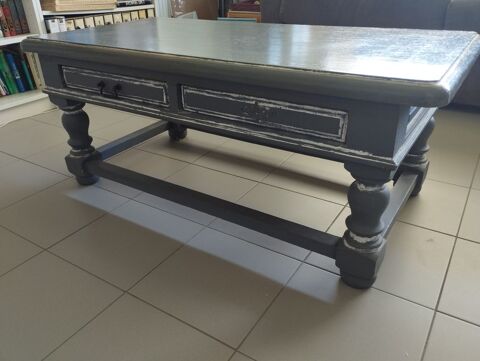 Table basse en bois massif teinte grise et blanc 30 Bandol (83)