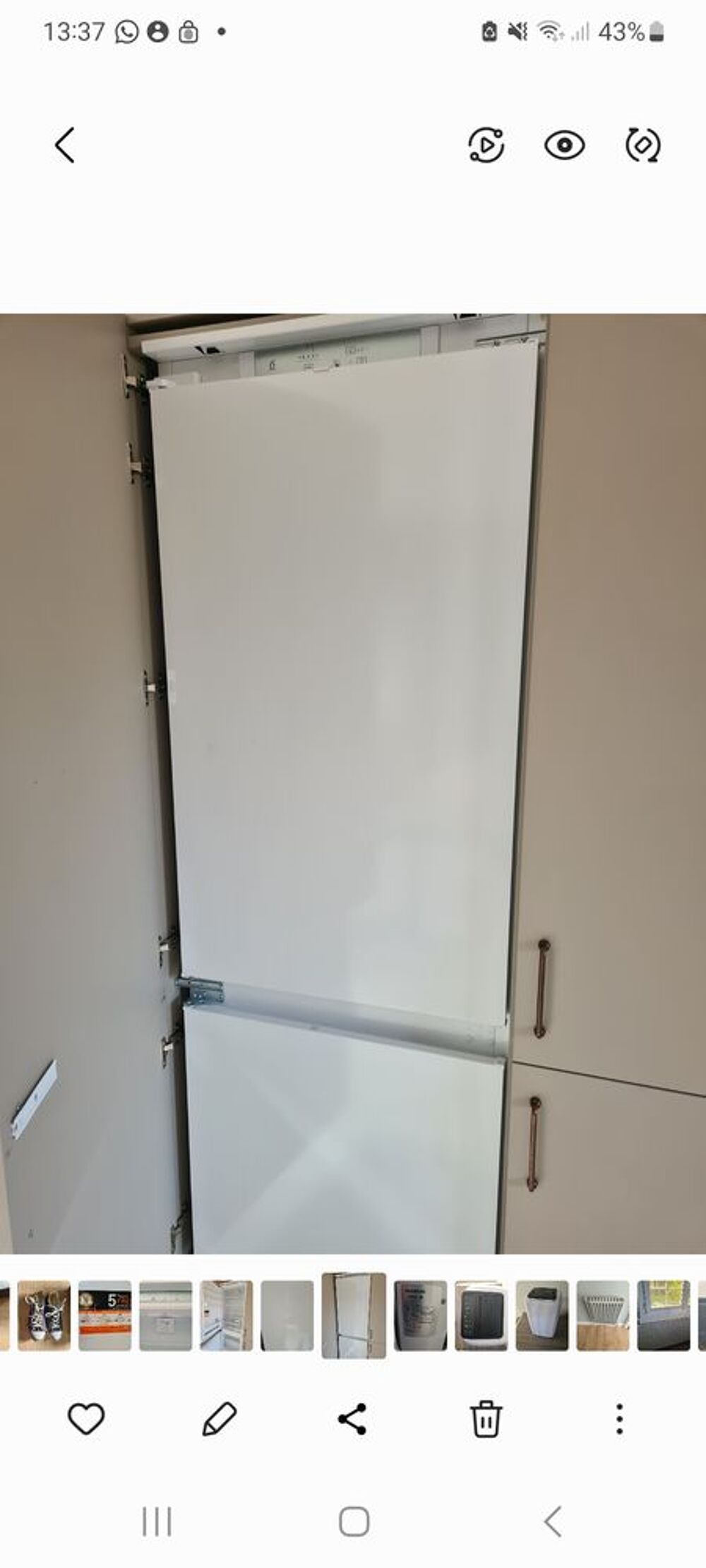 R&eacute;frig&eacute;rateur cong&eacute;lateur whirlpool 70 cm encastrable Electromnager