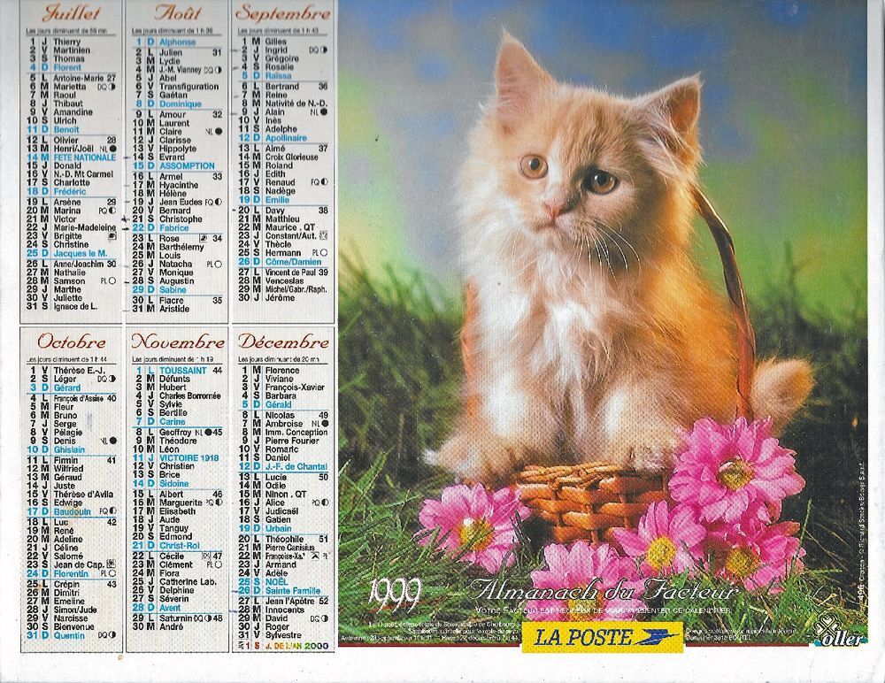 Calendrier de La Poste 1999 