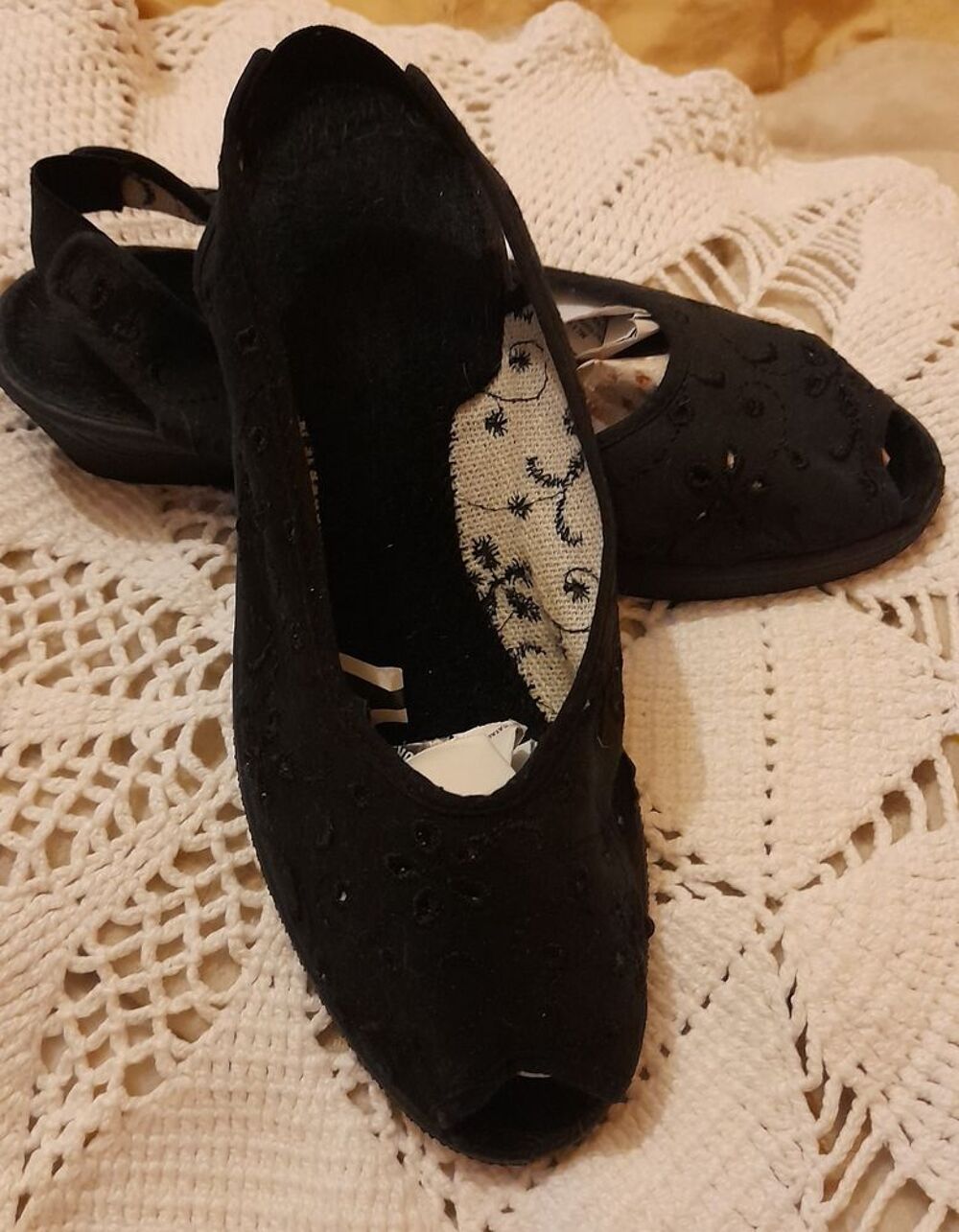 sandale en dentelle noir Chaussures