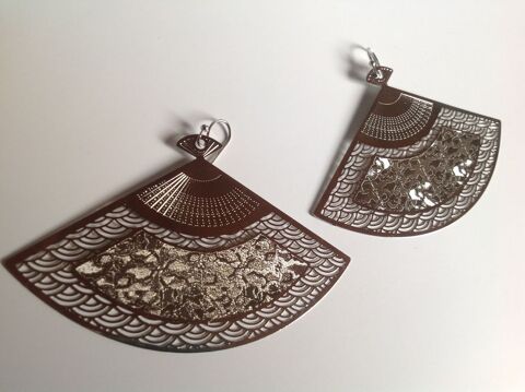 BOUCLES D'OREILLES ARGENT�ES �VENTAIL Envoi possible 2 Tr�gunc (29)