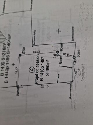  Terrain  vendre 380 m