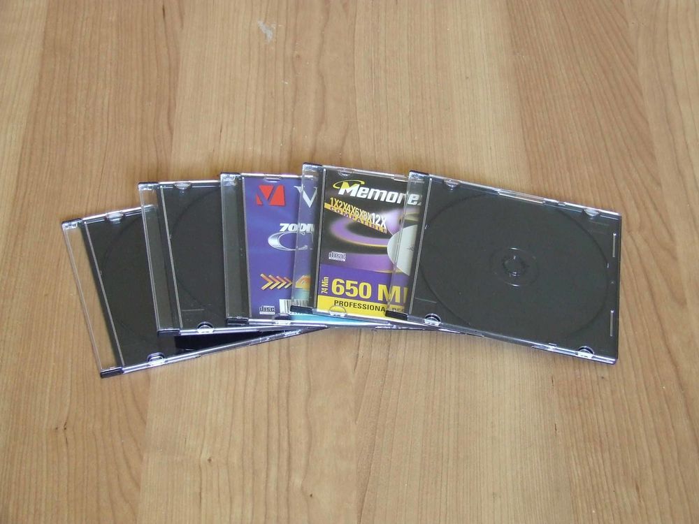 5 bo&icirc;tiers de CD ou DVD Slim pour 1&nbsp;disque avec plateau noir CD et vinyles